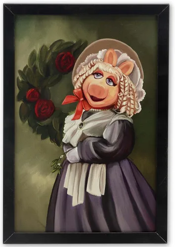 Disney The Muppet Christmas Carol Miss Piggy Framed Wood Wall Decor - Festive Miss Piggy Wall Art for Holiday Decor