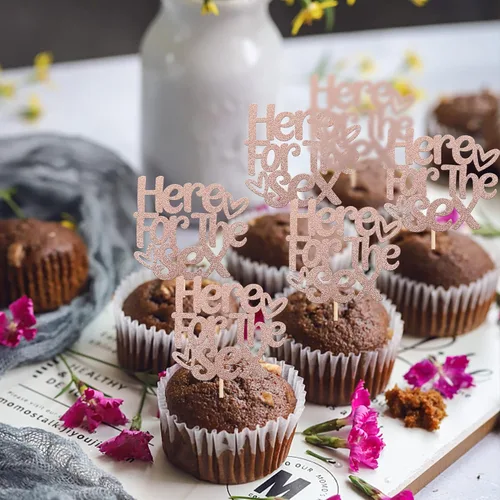 Miniatura 5 de Rsstarxi Paquete de 24 decoraciones para cupcakes con purpurina para revelación de género, para baby shower, niños, decoración de pastel de Diseño 1