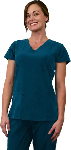 Miniatura 2 de Green Town Conjunto de uniforme médico para mujer, pantalón deportivo y camiseta con cuello en V, 6 bolsillos, uniformes de fácil cuidado, caribeño
