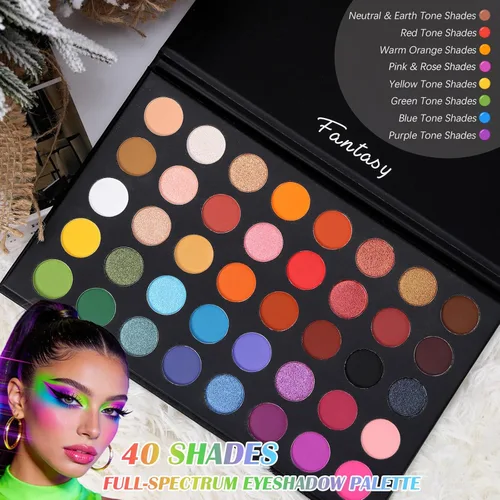 Miniatura 2 de UCANBE Paleta de maquillaje de ojos altamente pigmentada, paleta de sombra de ojos metálica mate brillante de larga duración, mezclable