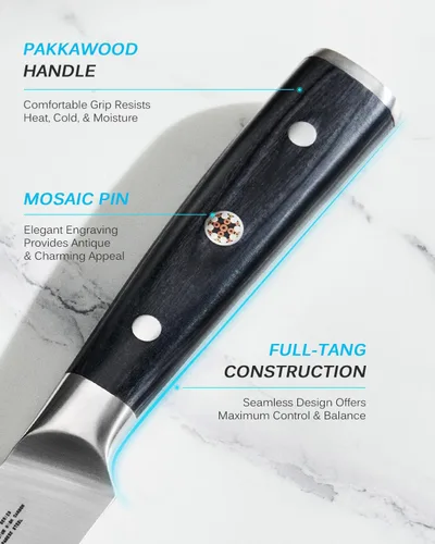 Miniatura 4 de KYOKU Cuchillo de pelar de 3.5 pulgadas, cuchillo de pelar de la serie Samurai con mango de madera de Pakka, cuchillo afilado de acero de alto