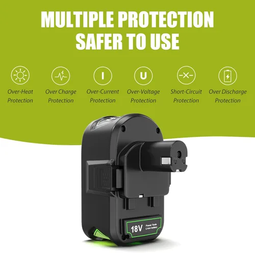 Miniatura 3 de Batería de repuesto 6Ah para Ryobi 18V: 2 paquetes de baterías de iones de litio compatibles con ONE+ P108 P102 P103 P104 P105 P107 P109 P122