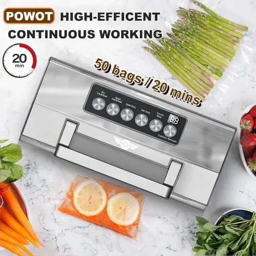Miniatura 3 de Máquina Selladora al Vacío de Alimentos de Precisión, Sistema de Sellado al Vacío Completamente Automático POWOT, Saver de Alimentos al Vacío Pro