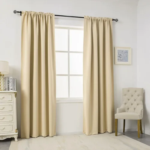 Miniatura 70 de DUALIFE Cortinas opacas de 45 pulgadas de largo, 2 paneles para ventanas pequeñas de dormitorio, aislamiento térmico, bolsillo para barra, cortinas