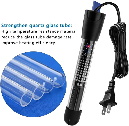 Miniatura 4 de DOMICA Calentador de acuario ajustable de 50 W, calentador de agua sumergible para pecera pequeña (8-16 galones) con termómetro adhesivo gratis