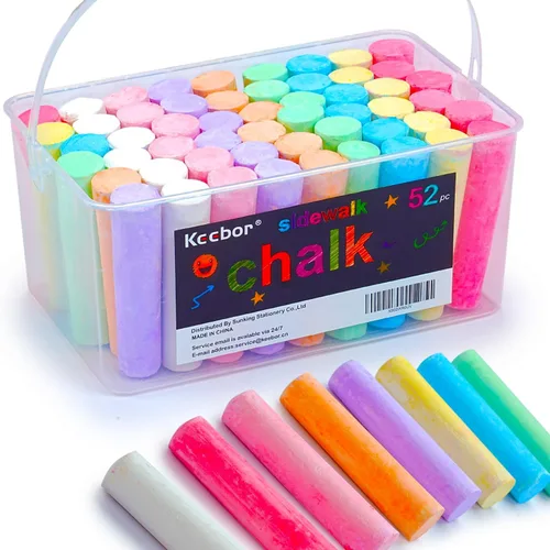 Keebor Tiza lavable para acera, 54 piezas, 8 colores, tizas gigantes a granel, tiza no tóxica, pintura en pizarra, pizarra, parque infantil, acera