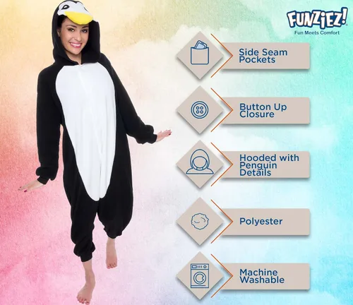 Miniatura 4 de FUNZIEZ! - Disfraz de Halloween para adultos, de animales y criaturas marinas mameluco de felpa para adultos (mujeres y hombres)