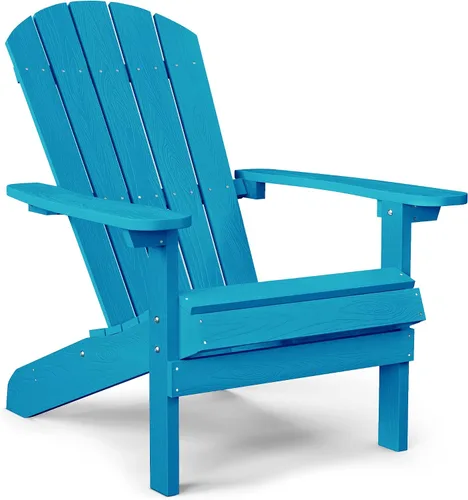 Miniatura 36 de YEFU Silla Adirondack de plástico resistente a la intemperie, sillas de patio con instalación fácil en 5 pasos, se ve exactamente como madera real