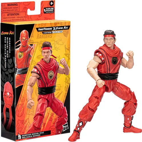 Miniatura 7 de Hasbro Power Rangers x Cobra Kai Lightning Collection Morphed Miguel Díaz Red Eagle Ranger Figura de 6 pulgadas