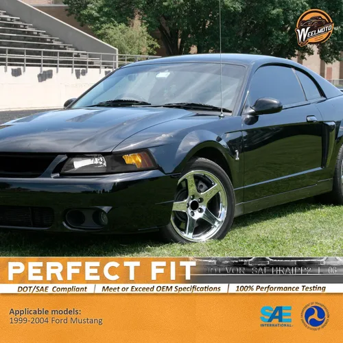 Miniatura 2 de WEELMOTO - Conjunto de faros delanteros automotrices para Ford Mustang 1999-2004, par de montaje de faros de repuesto con carcasa negra para Mustang