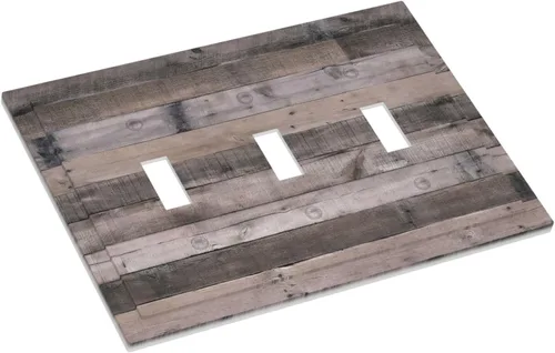 Miniatura 391 de Placa Decorativa de Pared de Granja Rústica con Cuerno de Madera para Puerta de Granero 1 Banda Duplex Cubiertas de Toma Eléctrica Soltera