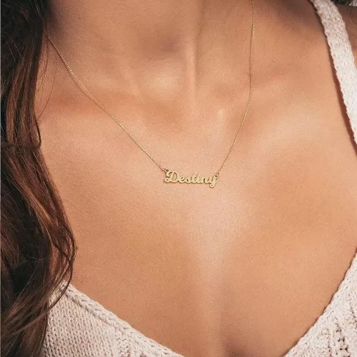 Miniatura 4 de Ursteel - Collar personalizable con placa con nombre, chapado en oro de 14 quilates, delicada joyería para regalar a mujeres, adolescentes y niñas