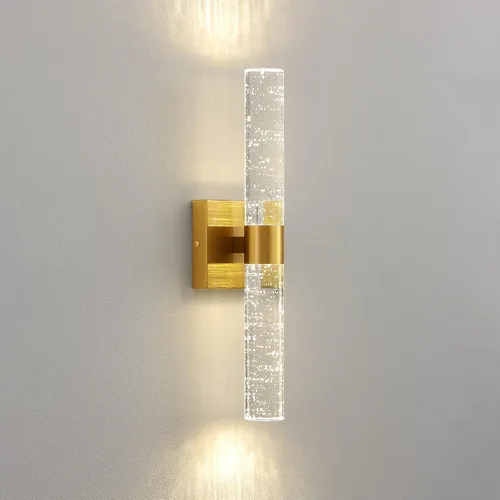 Miniatura 9 de Juego de dos apliques de pared dorados - Modernos apliques de cristal para iluminación de pared de 12 W, 4000 K, aplique de pared LED regulable