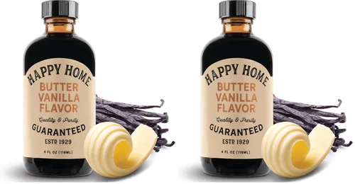 Miniatura 14 de Happy Home Sabor a vainilla de mantequilla natural premium, certificado Kosher, 4 onzas.