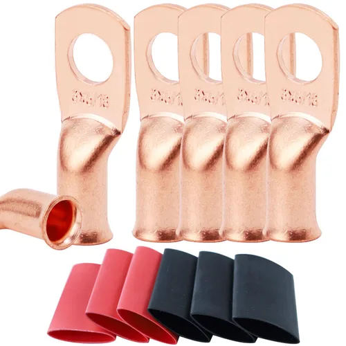 Miniatura 57 de TKDMR - Kit de 264 piezas de extremos de cable de batería, 132 piezas de terminales de anillo de lengüetas de cable de cobre resistentes AWG 8 6 4 2