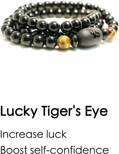 Miniatura 4 de Obsidian Bracelet Natural Black Onyx Tiger Eye Stone with Phoenix Totem Jewelry Bracelet, 8mm Beaded Bracelets Feng Shui Bracelet for Meditation