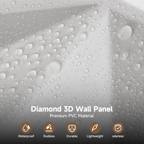 Miniatura 4 de INMOZATA Paneles de pared 3D para decoración de pared interior, paquete de 33 paneles decorativos de pared de 12 x 12 pulgadas con diamantes, panel