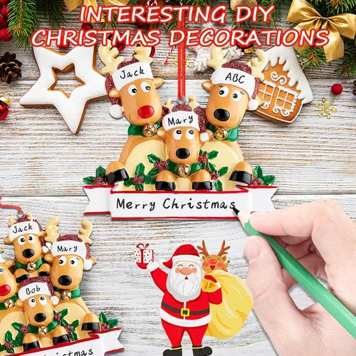 Miniatura 3 de Adornos de Navidad de renos personalizados 2025, adornos de ciervo y alce navideños DIY para árbol de Navidad, adornos colgantes personalizados