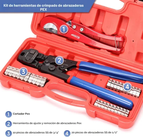 Miniatura 2 de iCrimp Herramienta de trinquete PEX con función de extracción para abrazadera de acero inoxidable de 3/8 pulgadas, 1/2 pulgadas, 3/4 pulgadas, 1