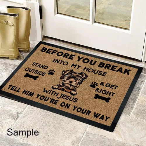 Miniatura 4 de Tapete de puerta con texto en inglés "Before You Break Into My House", tapete de goma para interiores y exteriores, tapete de goma para el suelo