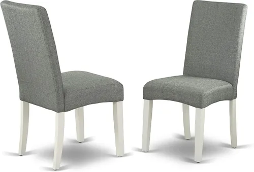 Miniatura 4 de East West Furniture HBDR3-LWH-07 - Juego de comedor de 3 piezas que contiene una mesa de comedor redonda con pedestal y 2 sillas Parson tapizadas