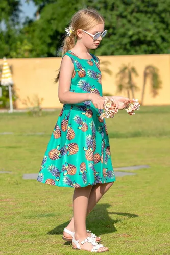 Miniatura 4 de Ahegao Vestidos florales sin mangas para niña, vestido de una pieza para la escuela casual de 4 a 13 años