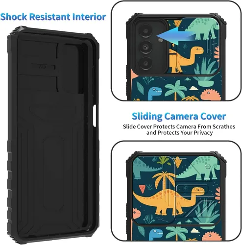 Miniatura 417 de Funda para Samsung Galaxy S22 Ultra 5G, Galaxy S22 Ultra con cubierta de cámara deslizante, funda resistente de doble capa con función atril Black