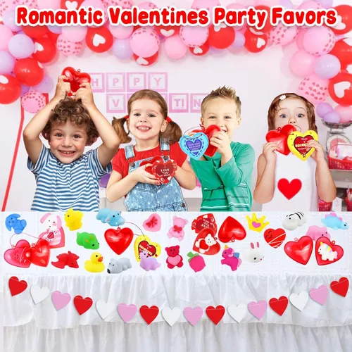 Miniatura 6 de Paquete de 28 regalos para el día de San Valentín para el aula de niños, juguetes blandos Mochi prellenados con tarjetas de San Valentín para niños