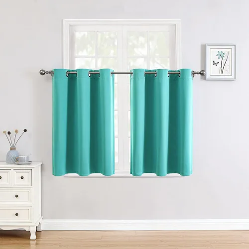 Miniatura 75 de ChrisDowa - Cortinas de cenefa pequeñas para cocina, cortinas cortas con ojales y aislamiento térmico para oscurecer la sala y habitación
