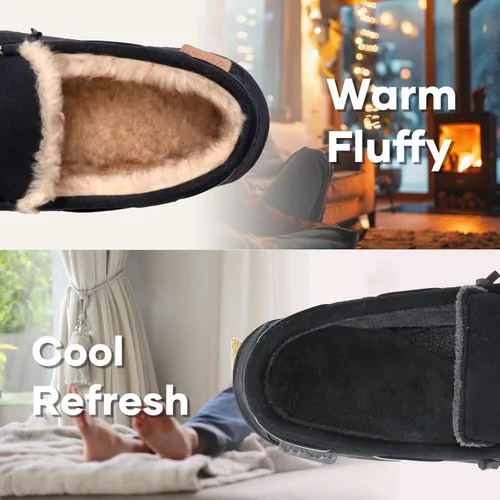 Miniatura 2 de Zigzagger - Pantuflas estilo mocasín de microgamuza y espuma viscoelástica, para hombre