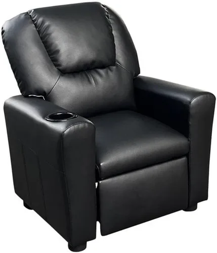 Miniatura 3 de Lilola Home Marisa - Silla reclinable para niños con soporte para tazas, silla reclinable juvenil de piel sintética negra, reclinable para niños