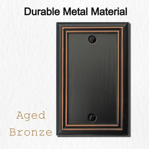 Miniatura 3 de OKAWYC Placa de pared de metal Adler con cubierta de interruptor de luz en blanco, paquete de 4 unidades de bronce envejecido de 1 banda, cubierta