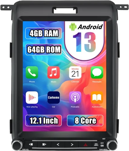 Actualización estéreo de radio de coche para Ford F150 2013-2014, Android 13 8 Core [4 GB+64 GB] Unidad principal con pantalla táctil estilo T de