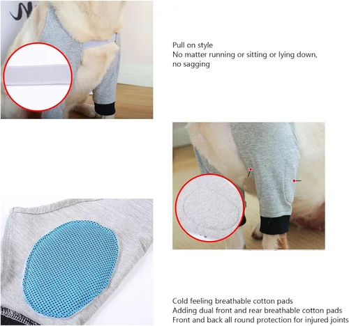 Miniatura 3 de Dog Elbow Protector, Front Leg Braces with Breathable Cotton Pad and Adjustable Buckles, for Medium Large Dogs Prevent Licking Wound and Joint