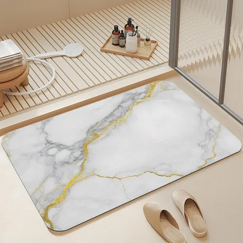 Miniatura 15 de Alfombras de baño de diatomáceas, bonita decoración de baño de gatos, alfombra de baño antideslizante con flores rosadas, de secado rápido, fácil