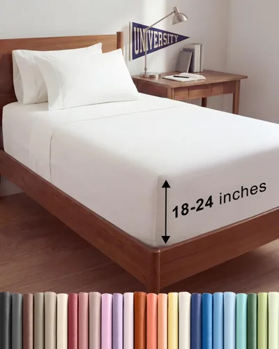 Miniatura 115 de Juego de sábanas de bolsillo extraprofundo, transpirables, refrescantes, suaves, de ajuste fácil, sin arrugas y cómodas, para hotel, 4 piezas, 32