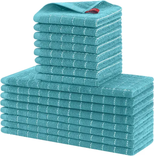 Miniatura 12 de Homaxy Juego de 8 toallas de cocina y paños de cocina, 12 x 12 y 13 x 28 pulgadas, juego de 8 toallas de cocina de rizo de algodón a granel, diseño