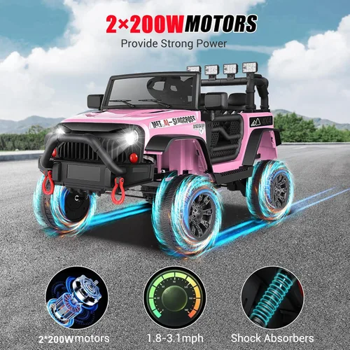 Miniatura 3 de Hikole Auto de paseo de 24 V con control remoto, vehículos a pilas para niños y niñas, motores mejorados de 2 × 200 W, camión con ruedas eléctricas