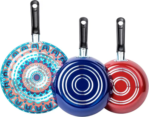 Miniatura 2 de Ekco Juego de sartenes de 3 piezas (7.1, 7.9 y 9.4 pulgadas) para todas las estufas, apto para lavavajillas, sartenes de aluminio ligeras, mango