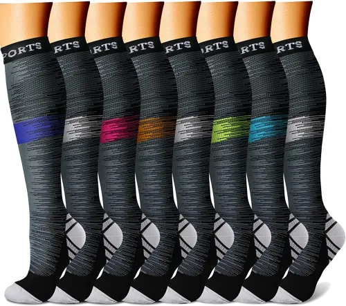 Miniatura 24 de CHARMKING Calcetines de compresión para mujeres y hombres para circulación (8 pares) 15-20 mmHg, mejor soporte para ciclismo atlético