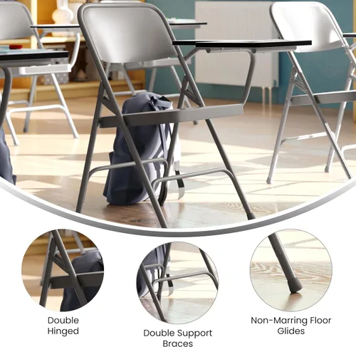 Miniatura 4 de Flash Furniture Silla plegable de acero Ralph Premium con brazo para tableta zurdo
