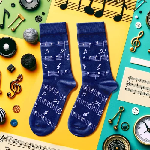 Miniatura 2 de HAPPYPOP Regalos de notas musicales para hombres, calcetines novedosos para piano de guitarra, regalos de batería para amantes de la música