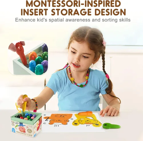 Miniatura 3 de Crayones de cera de abeja sin desorden para niños pequeños, hechos con cera de abeja 100% pura (12 colores), primeros crayones jumbo no tóxicos