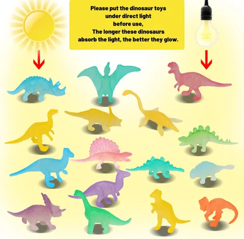 Miniatura 3 de Mini dinosaurios, 44 piezas que brillan en la oscuridad figuras de dinosaurios para niños, recuerdo de fiesta de dinosaurios, decoración de tarta