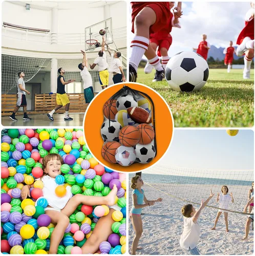 Miniatura 6 de Bolsa de malla resistente, organizador de almacenamiento de equipo deportivo para fútbol, baloncesto, voleibol, fútbol, béisbol y natación