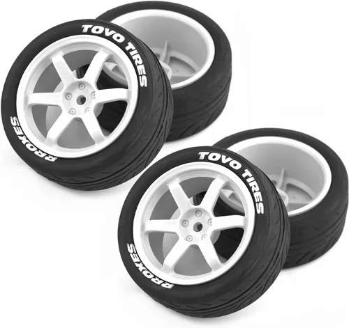 Miniatura 3 de Lifehead - Neumáticos y ruedas para 1/10 RC On-Road Touring Drift Car HSP Tamiya XV01 TT01 TT02 HPI Kyosho FAZER MK2/0.472 in Hex Blanco