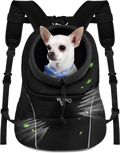 WOYYHO Mochila Transportadora para Mascotas Perros, Mochila Frontal para Perros Pequeños, Mochila Transportadora Ventilada para Perros con Bolsillos