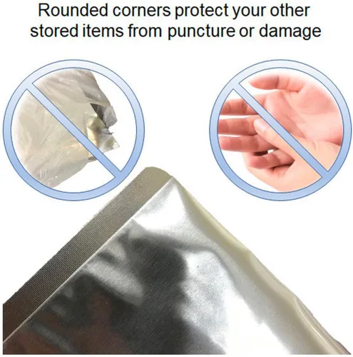 Miniatura 4 de PackFreshUSA: Paquete de 100 bolsas de Mylar de 7 mil cuartos, absorbentes de oxígeno de 200 cc, esquinas redondeadas, guía de almacenamiento