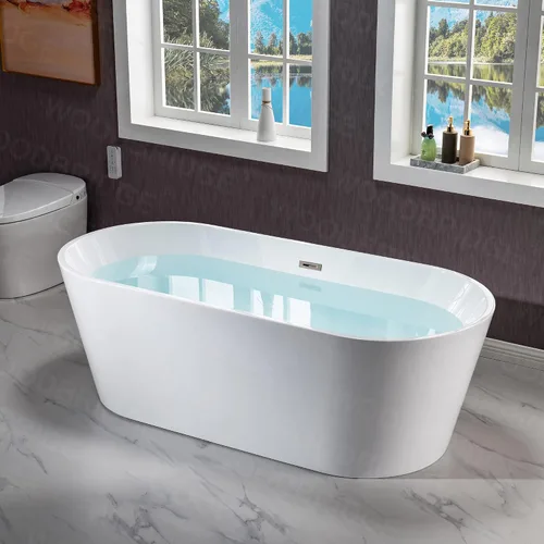 Miniatura 12 de WOODBRIDGE B1701-BN - Bañera independiente de acrílico de 71 pulgadas, bañera blanca de inmersión contemporánea con desbordamiento y drenaje