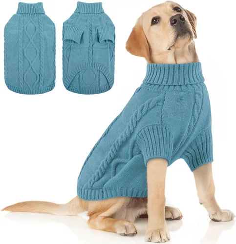 Miniatura 38 de Queenmore - Suéter de punto trenzado con cuello alto para perros pequeños, para climas fríos, para chihuahua, bulldog, teckel, carlino y yorkie, XS